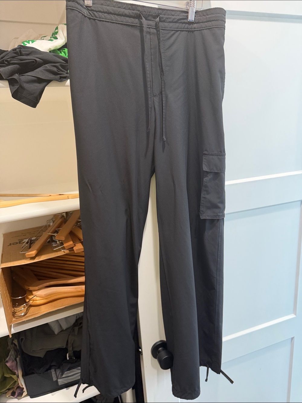 Women's Black Cargo Drawstring Pants with Utility Pocket